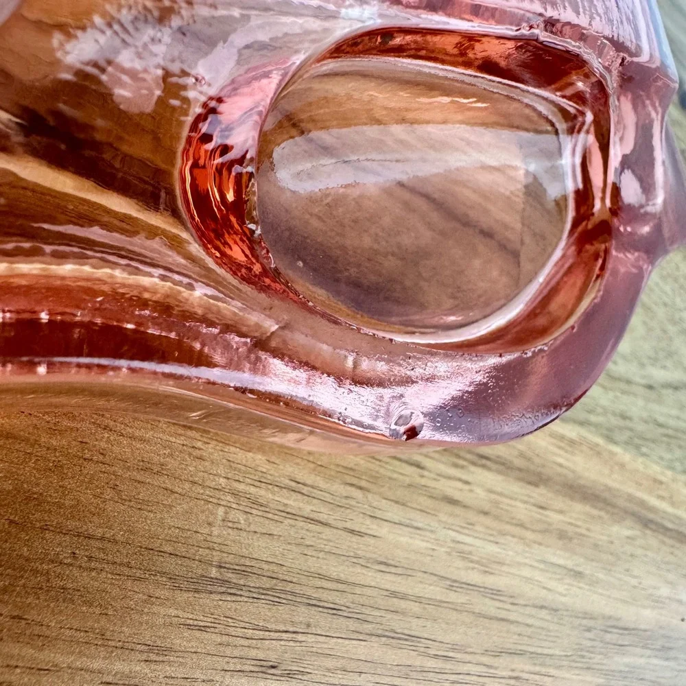 Antique Jesus Christ Pink Depression Glass‎ Sacred Flaming Heart Candle Holder